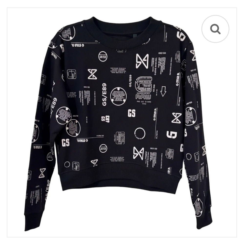 G-Star Black Sweatshirt with White Patterns